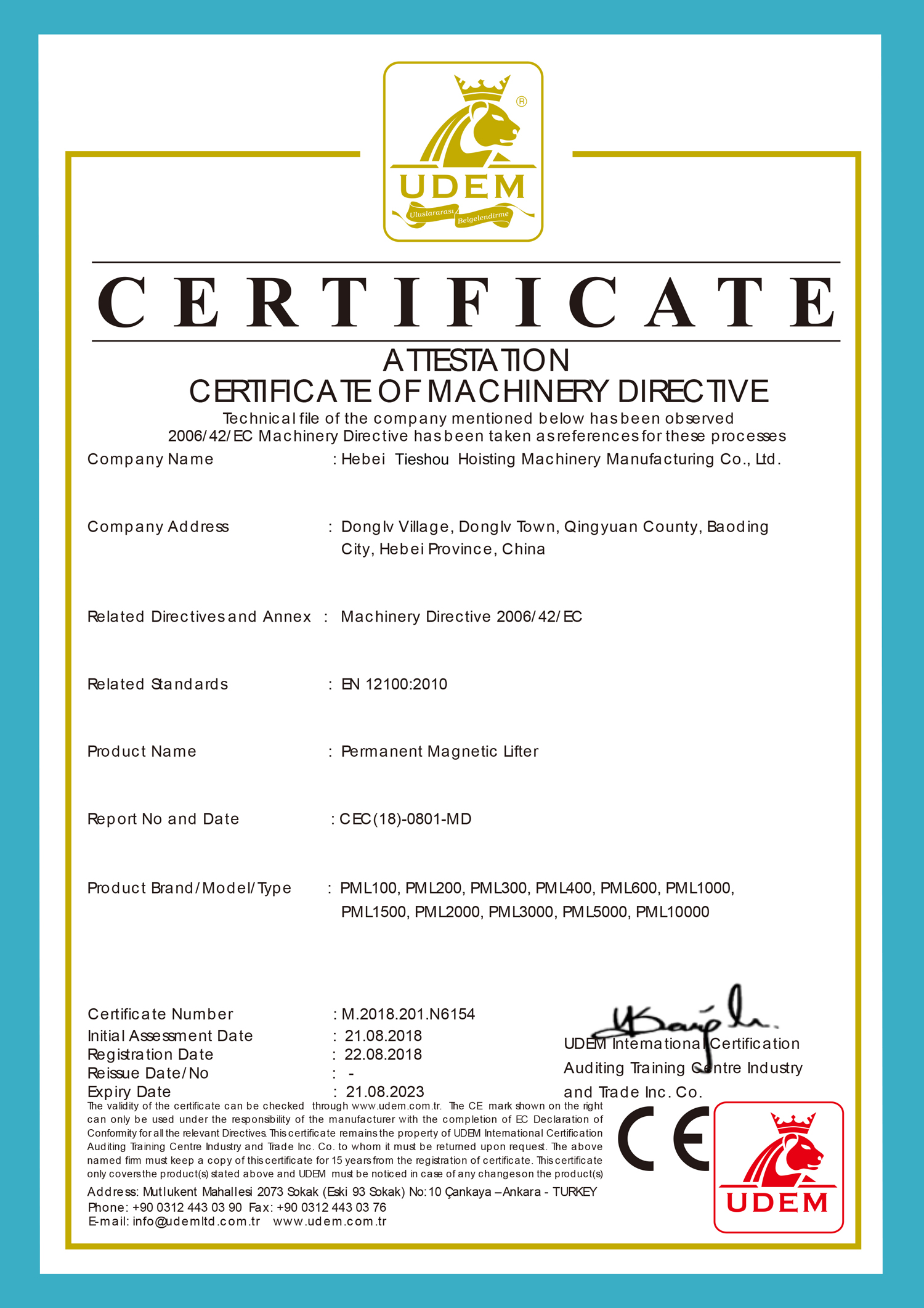 CE Permanent Magnetic Lifter