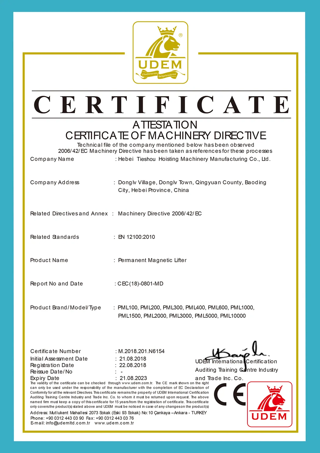 CE Permanent Magnetic Lifter CE Permanent Magnetic Lifter